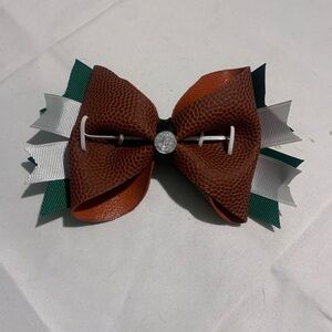 Handmade Football Brown and White Bow Accessory